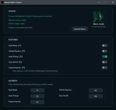 Nexus Mods mod page screenshot for the Mortal Shell II demo trainer