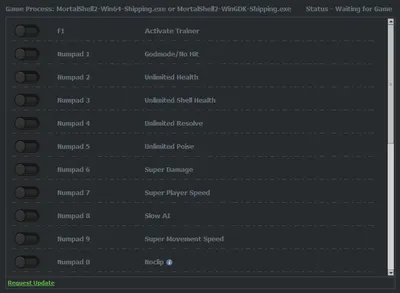Cheat Evolution trainer screenshot for Mortal Shell II