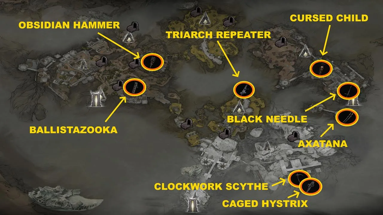 Eight armaments are found in the Ruins of Mammon
