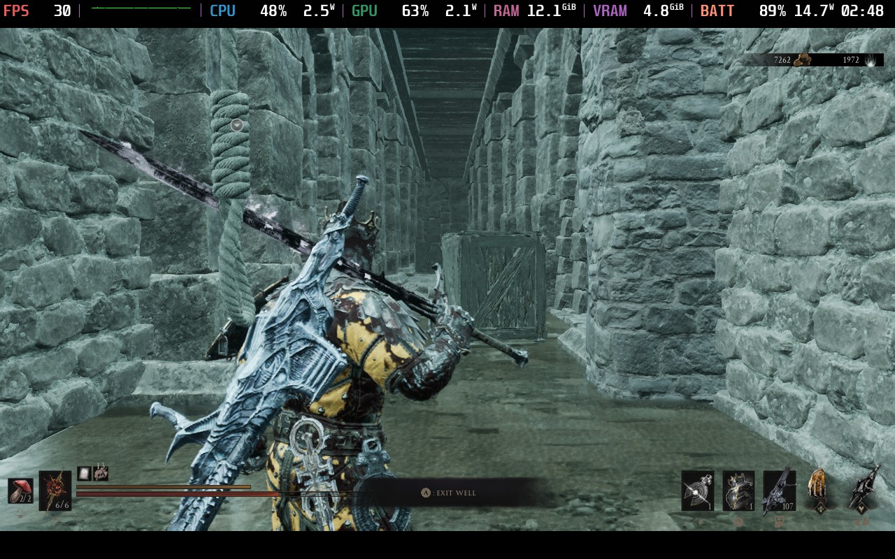 Mortal Shell 2 Steam Deck default lighting (Global Illumination Low)