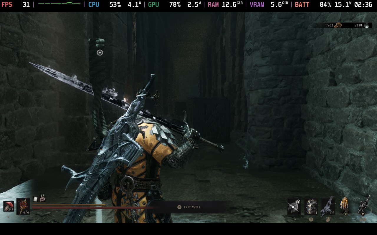 Mortal Shell 2 Steam Deck with Global Illumination set to Medium